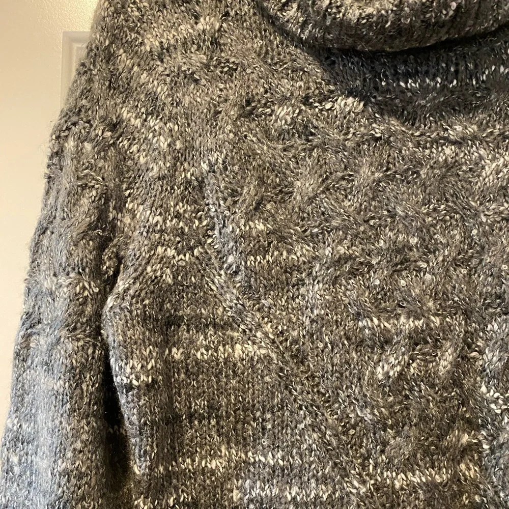 Gray/White/Black Variegated Cowl Neck Knit Sweater